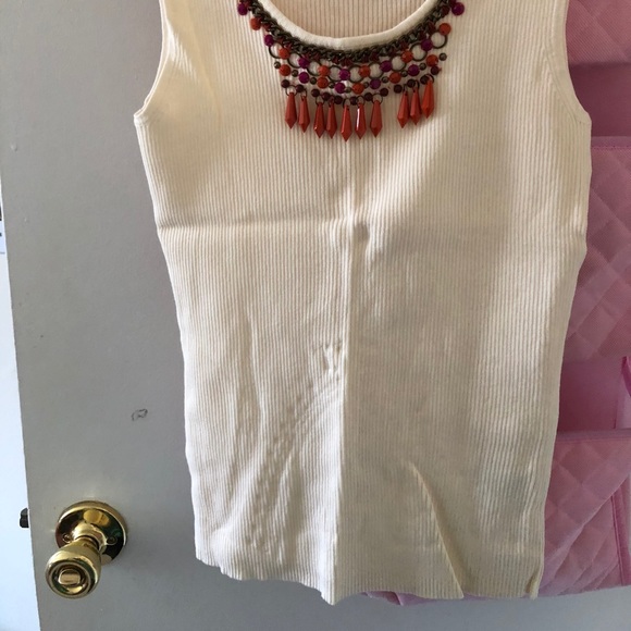 Beautiful tank top off white with beads size S - Picture 5 of 5